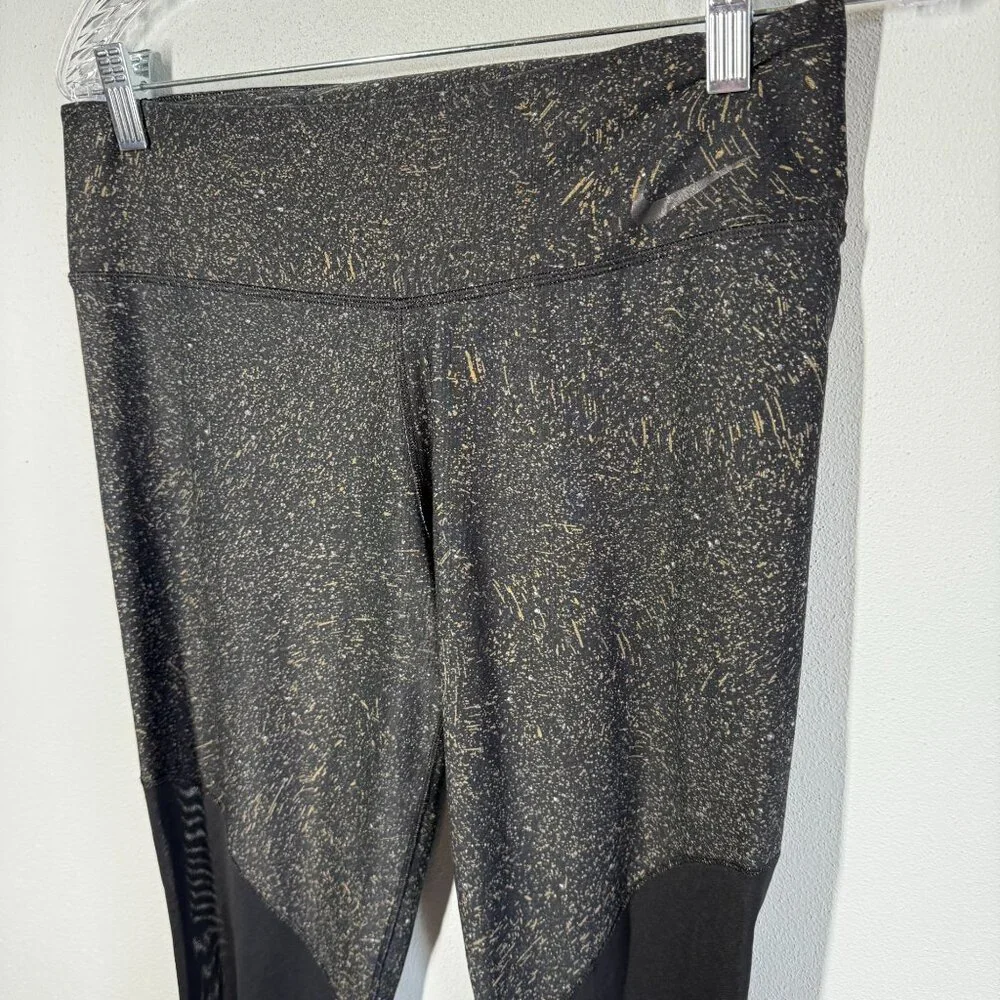 Nike Dri-Fit Womens Full Length Leggings Medium Black‎ Mesh Activewear Gym Yoga